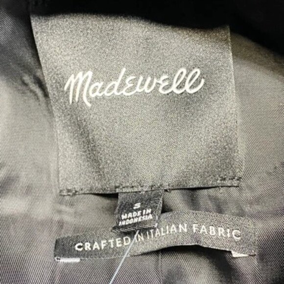 NEW MADEWELL Womens Trench Coat True Black Size S Double Breasted Waist Tie - Picture 4 of 9